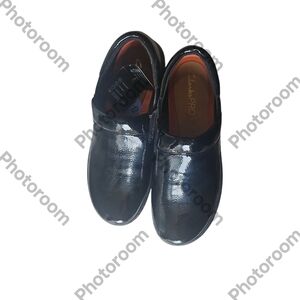 Clarks PRO Woman Patent Leather Clog Sneaker Black Shoes Size 8.5W